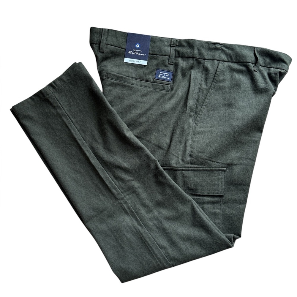 The Original Ben Sherman Straight Fit Men’s Twill‎ Pants 34x32 Stretch NWT Olive